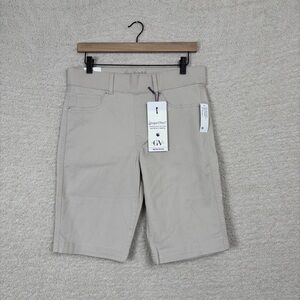 Gloria Vanderbilt Shorts Womens 10 Khaki High Rise Bermuda Smoothing Stretch‎